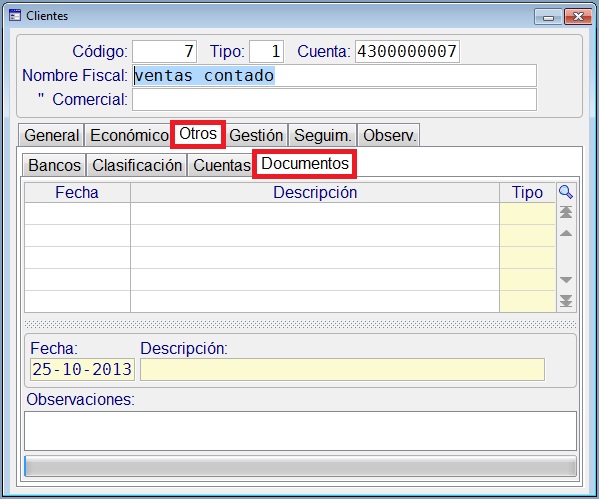 Pestaa Otros/Documentos