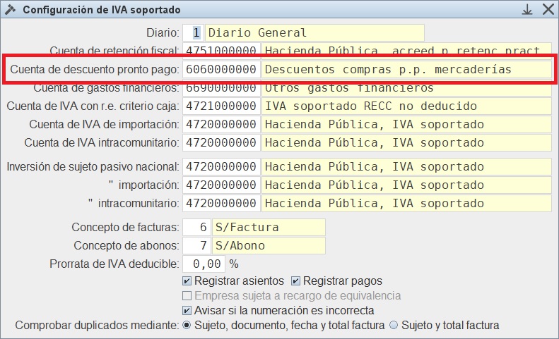 Configuracin IVA Soportado