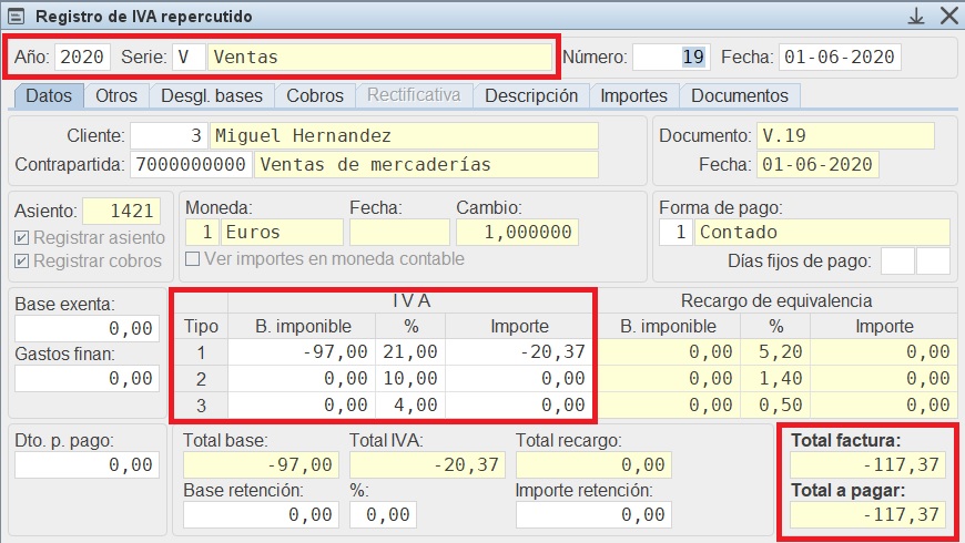 Factura
                                    Negativa por IVA Repercutido