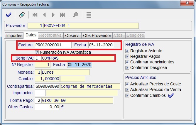 Compras Facturas
                                  Recepcin Datos