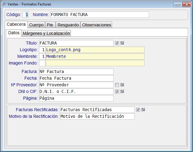 Formato Factura