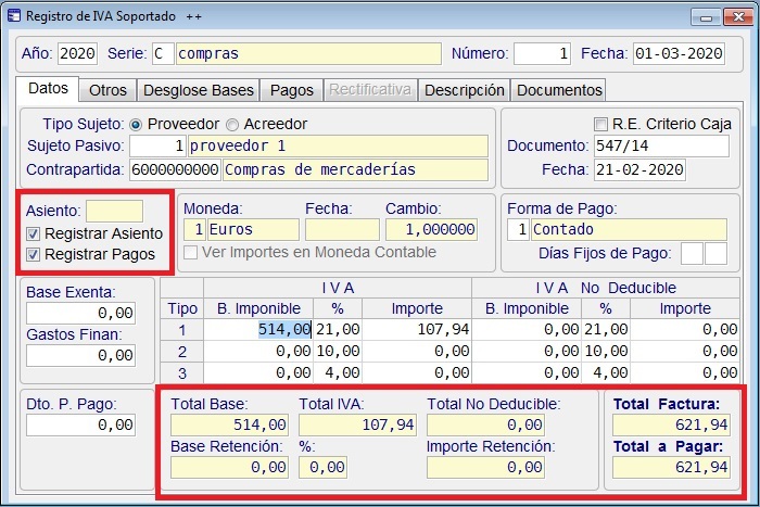 Registro IVA
                                  Soportado Total