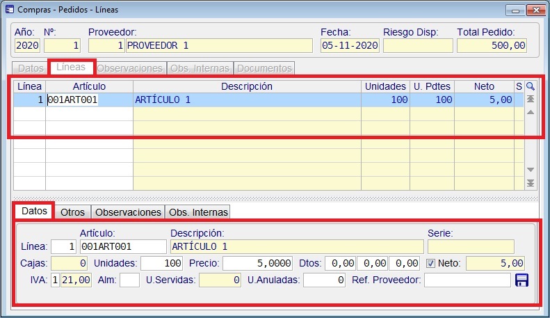 Pedido Compras
                                  Lneas