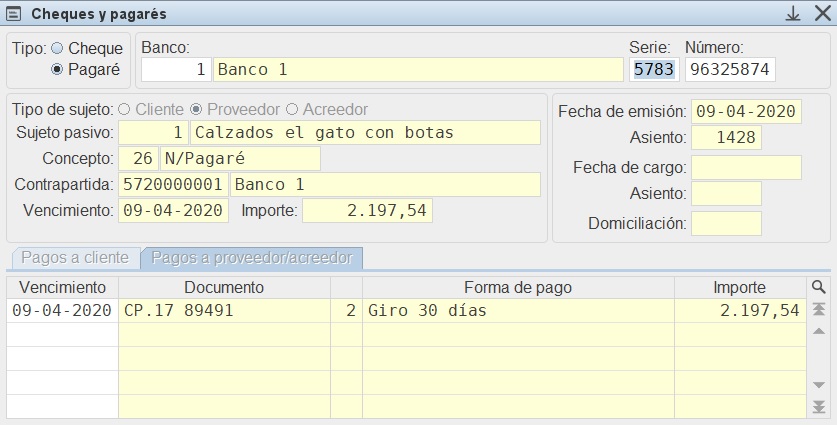 Cheques o Pagars
                                    Mantenimiento