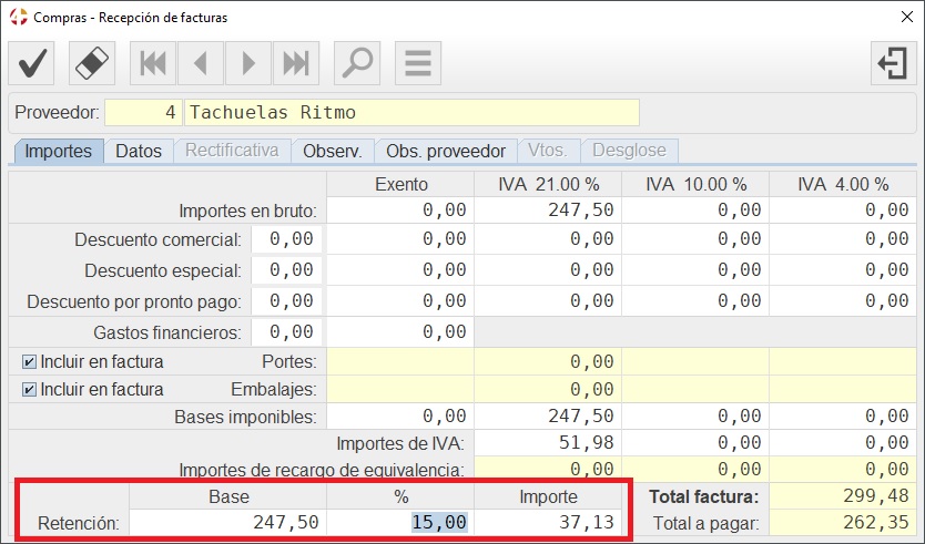 Factura Compras Retencin