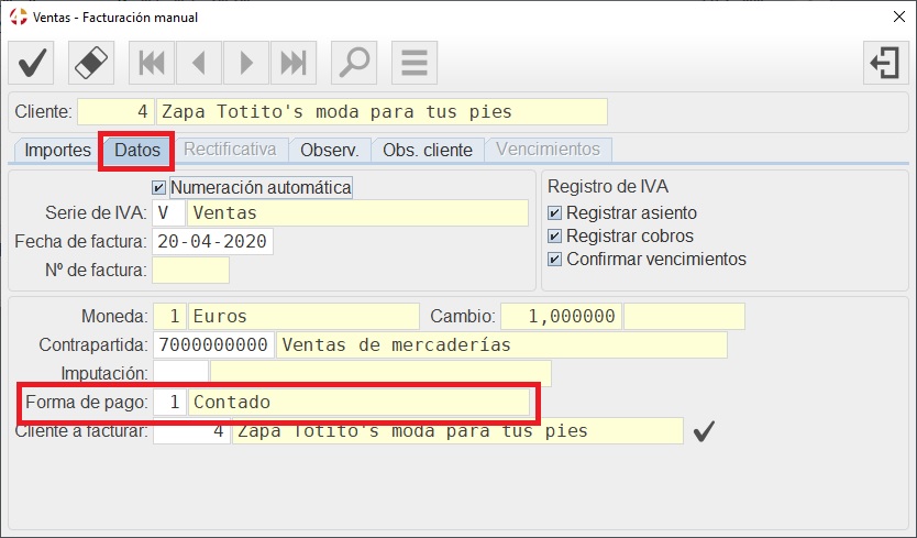 Facturacin Manual
                                  Forma de Pago